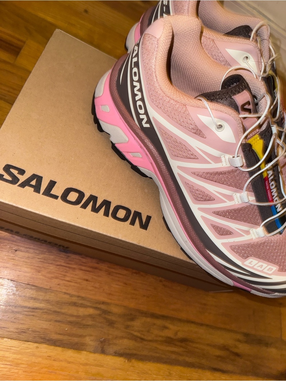 Salomon Women's Pink and Gray Trail Runners with Quicklace - Picture 2 of 12